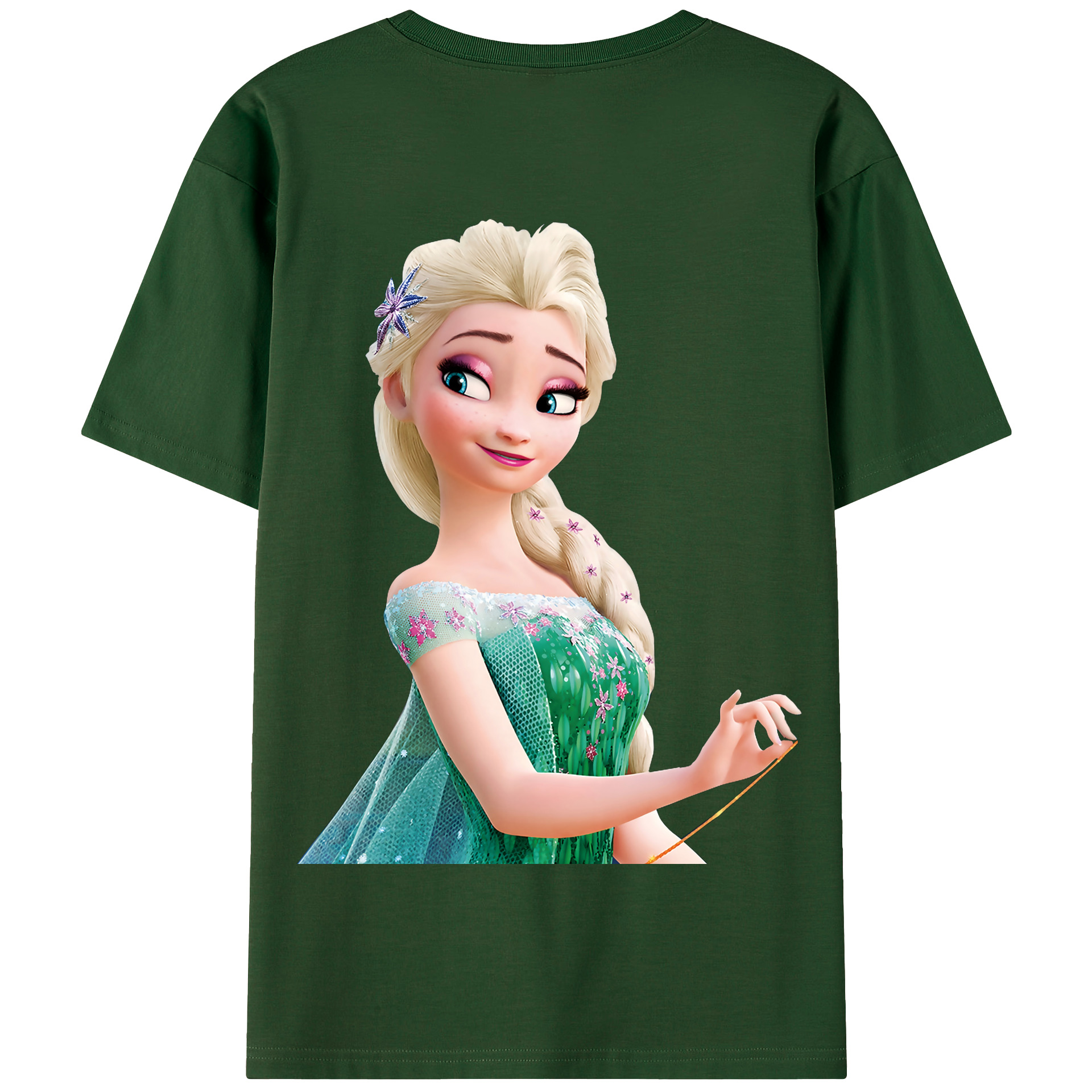 （画像用） アナと雪の女王 アンナ エルサ Frozen Anna Elsa 綿100％半袖Tシャツ（背面プリント）